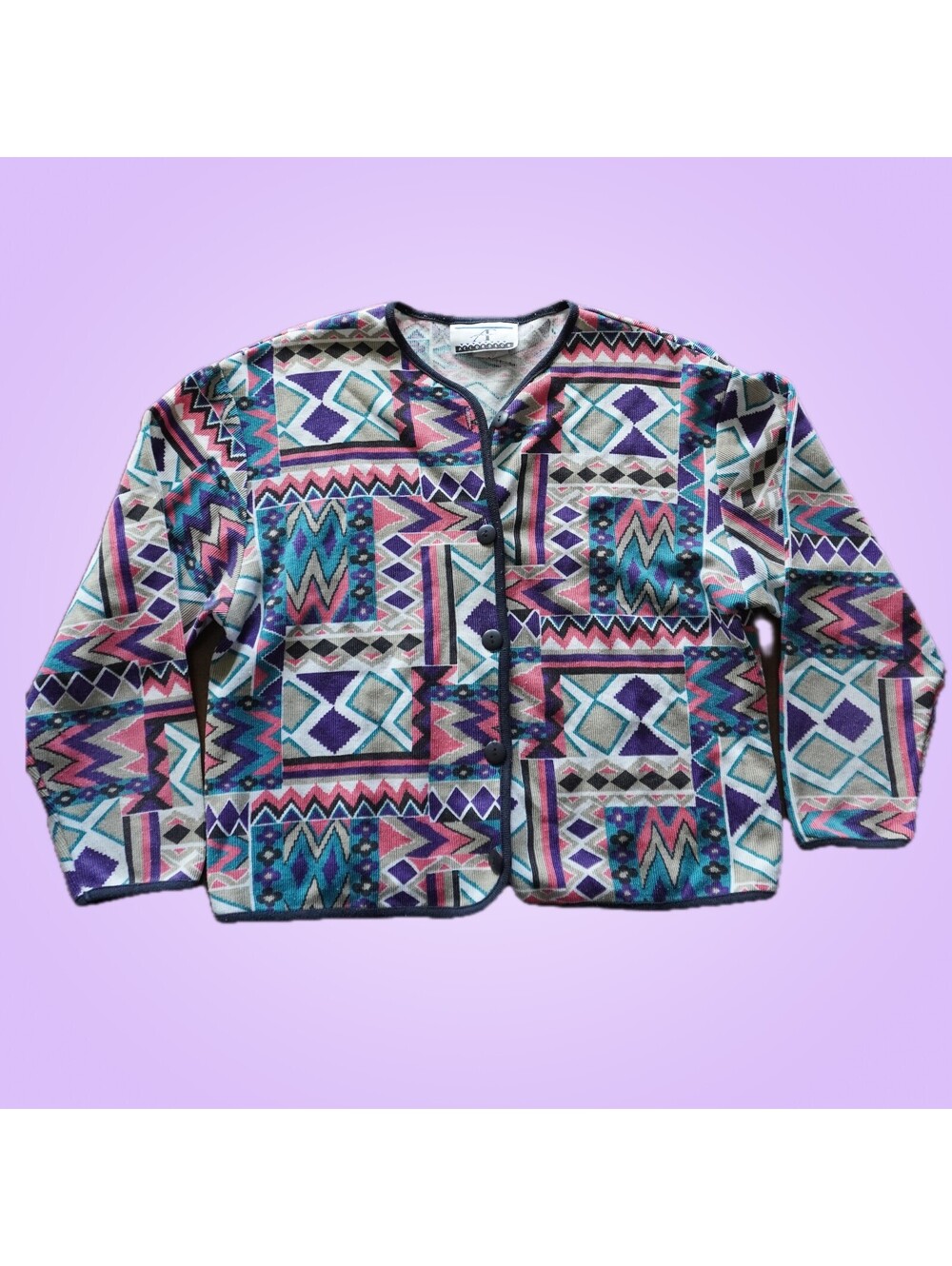 Accordeon Southwestern Geometric Button-Front Cardigan | Multicolor
